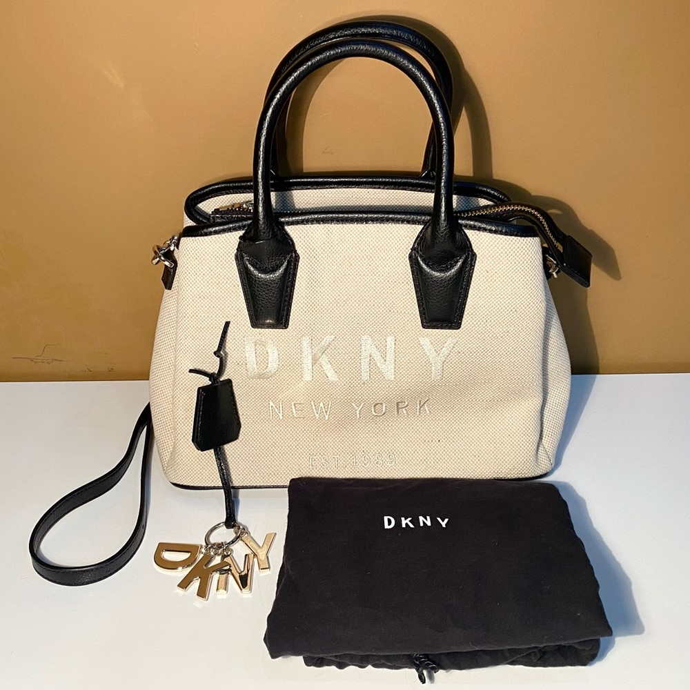 New DKNY Hutton Canvas Satchel Bag with Shoulder Strap (Store Return) - Picture 1 of 16